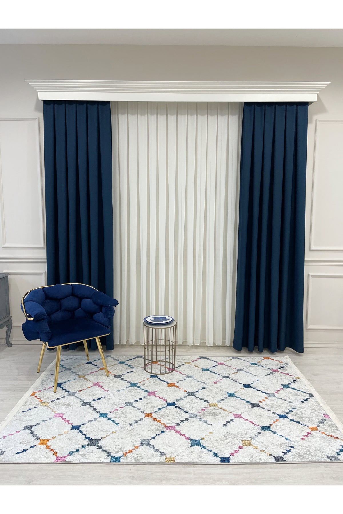 Cream-Gray Embossed Look Latex Leather Base Rug