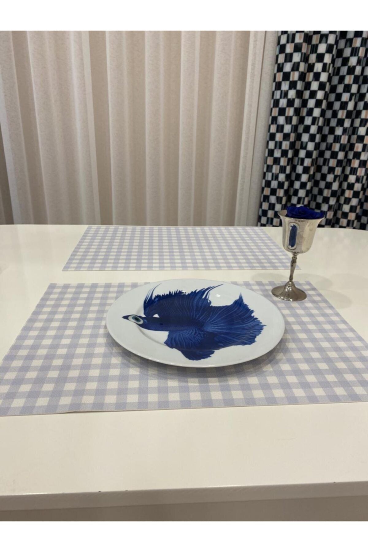 Set of 6 Checkered Placemats - Style 19