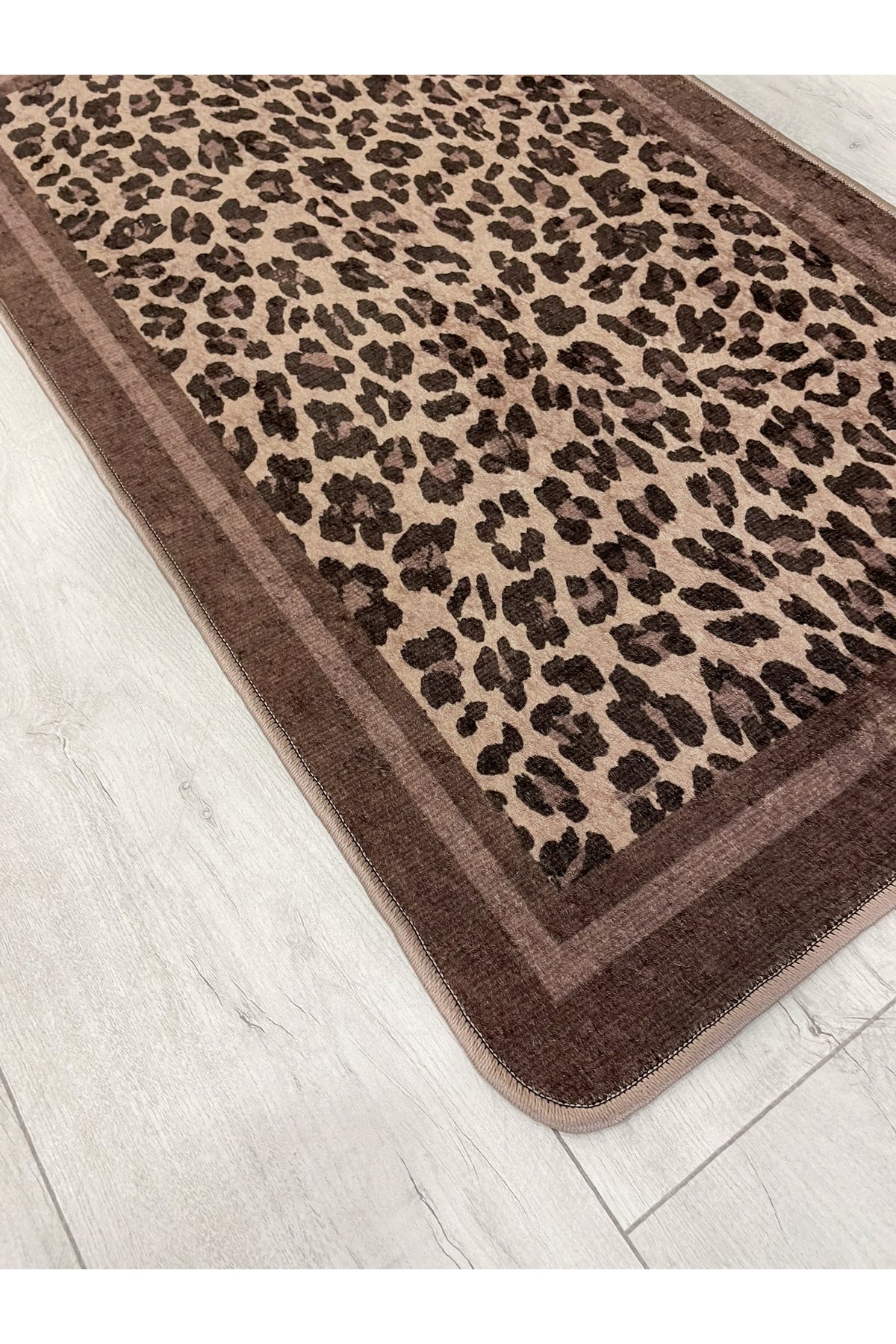 Leopard Pattern 2-Piece Leather Base Bath Mat (60x100 - 60x50)
