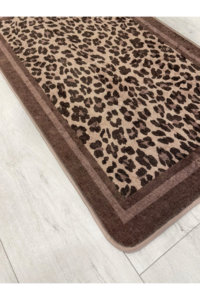 Leopard Pattern 2-Piece Leather Base Bath Mat (60x100 - 60x50)