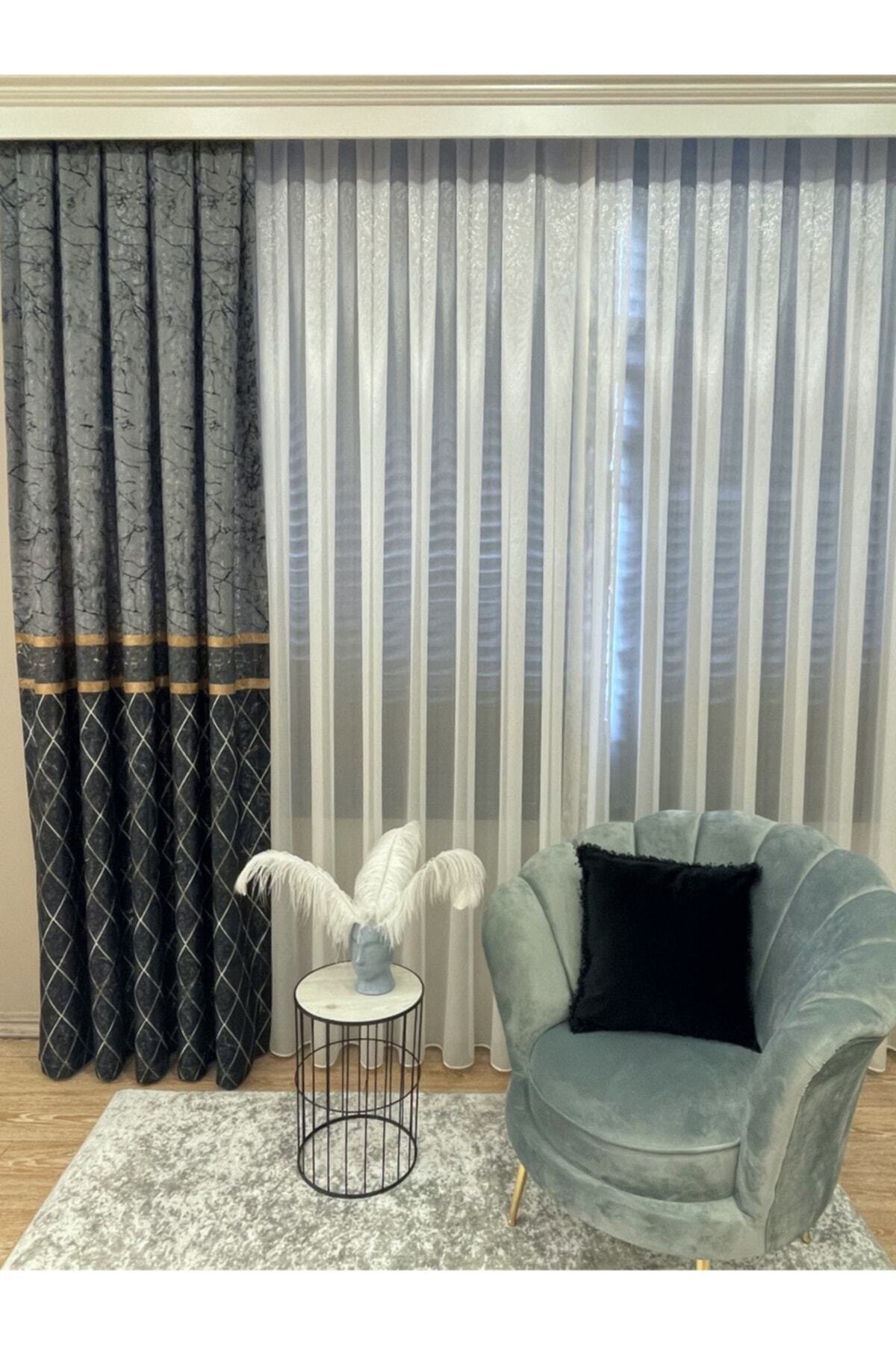 Liva Alita Model 1/2.50 Pleated Blackout Curtain Navy-Gray