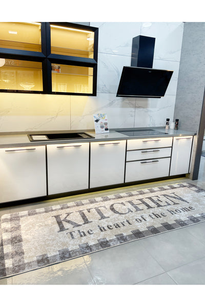 Beige Black Kitchen Latex Leather Base Kitchen Rug