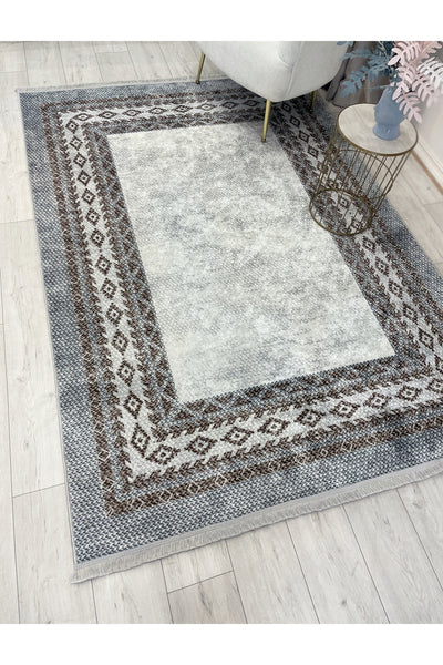 GRAY-BROWN Jute Sisal Look Latex Base Rug