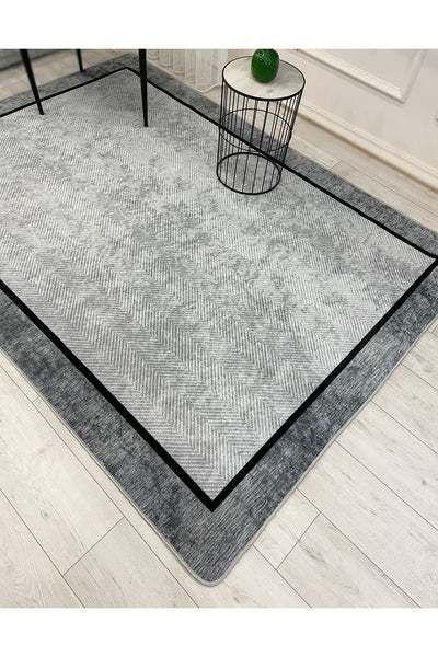 GRAY Jute Sisal-Look Bordered Non-Slip Base Runner Kitchen Rug