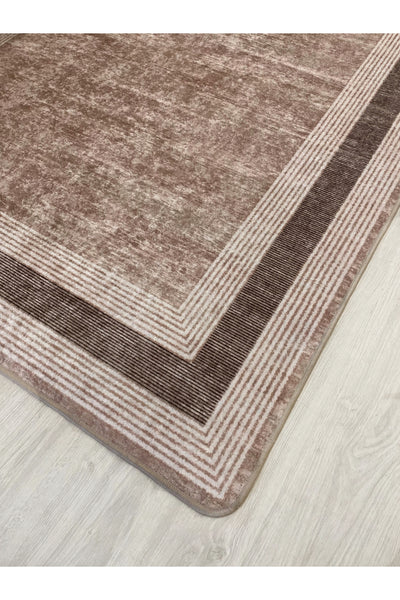 Light Gray Bordered Pattern Latex Leather-Backed Rug