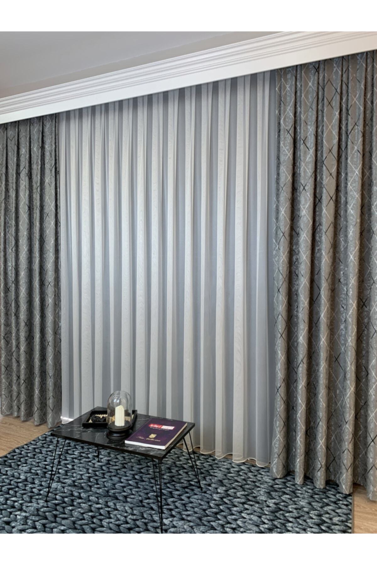 Liva Loren Model 1/2.50 Pleated Blackout Curtain Khaki Brown