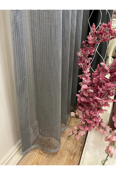Modern Textured Knit 1/2.5 Pleat - Light Gray Sheer Curtain