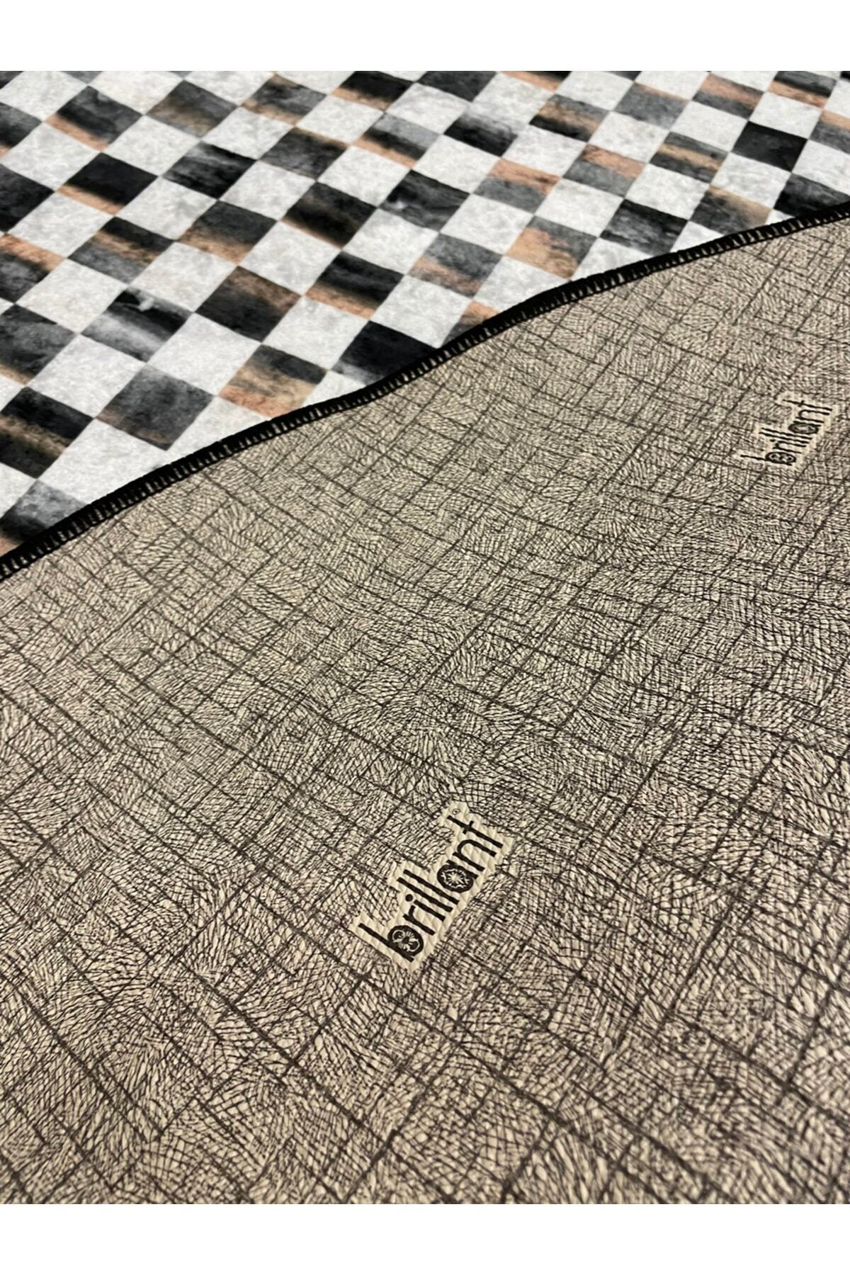 Robert Diamond Pattern Fringeless Round Rug - Brown