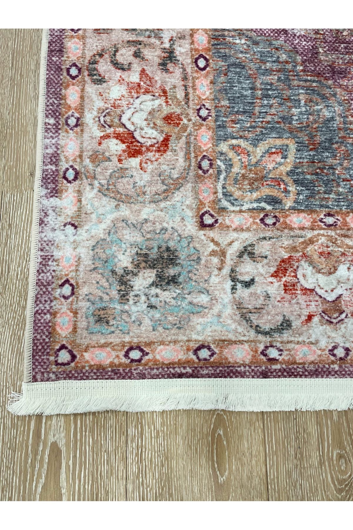 Vintage-Look Classic Salon Rug - Gray-Teal