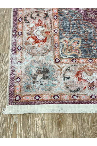 Vintage-Look Classic Salon Rug - Gray-Teal