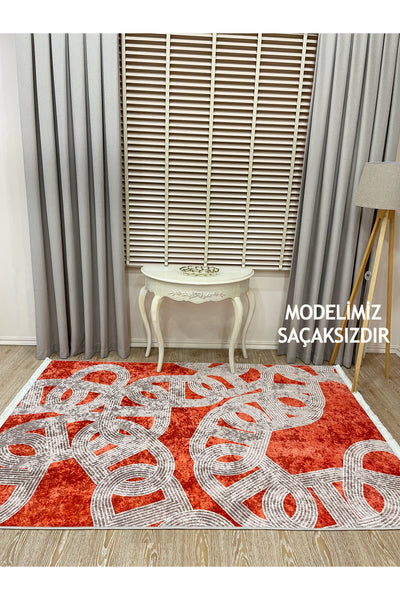 Hook Pattern Modern Design Latex-Backed Rug