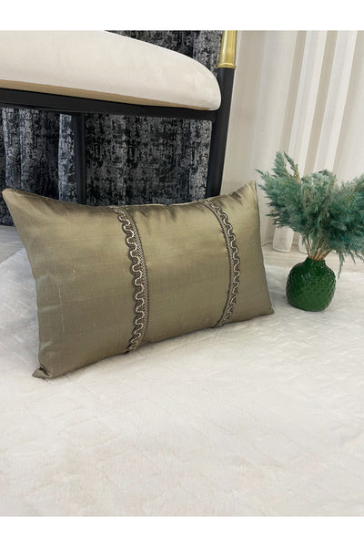 Imported Silk Cushion Pillow Cover with Cord (30x50) Oil Green
