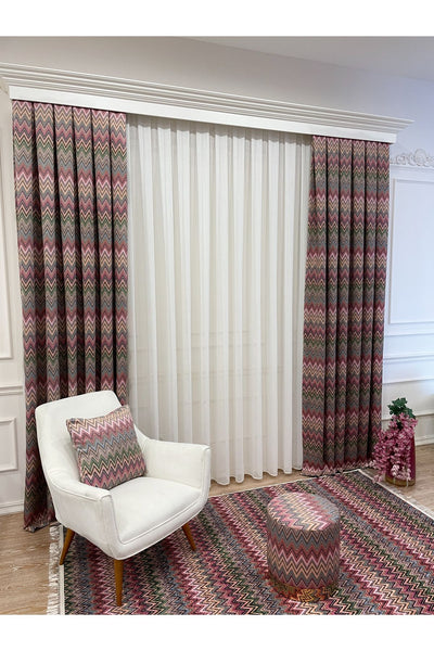 Zigzag Patterned 1/3 Pleated Blackout Curtain