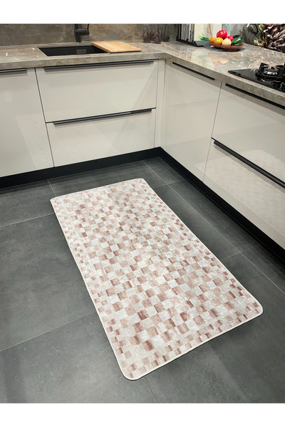 Gray Mackenzie-Style Plaid Latex Base Runner Rug