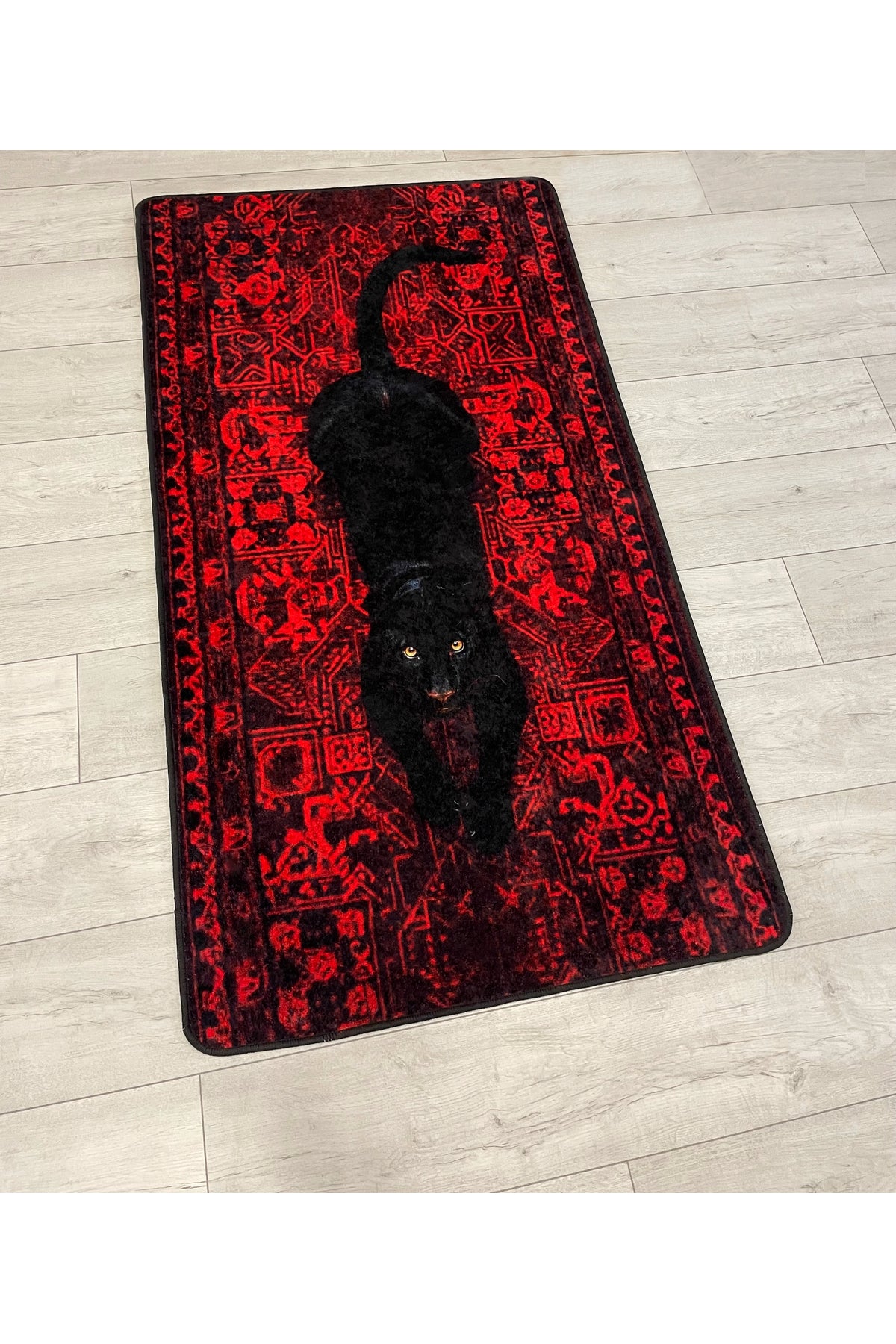 Cheetah Print Red Decorative Latex Rug