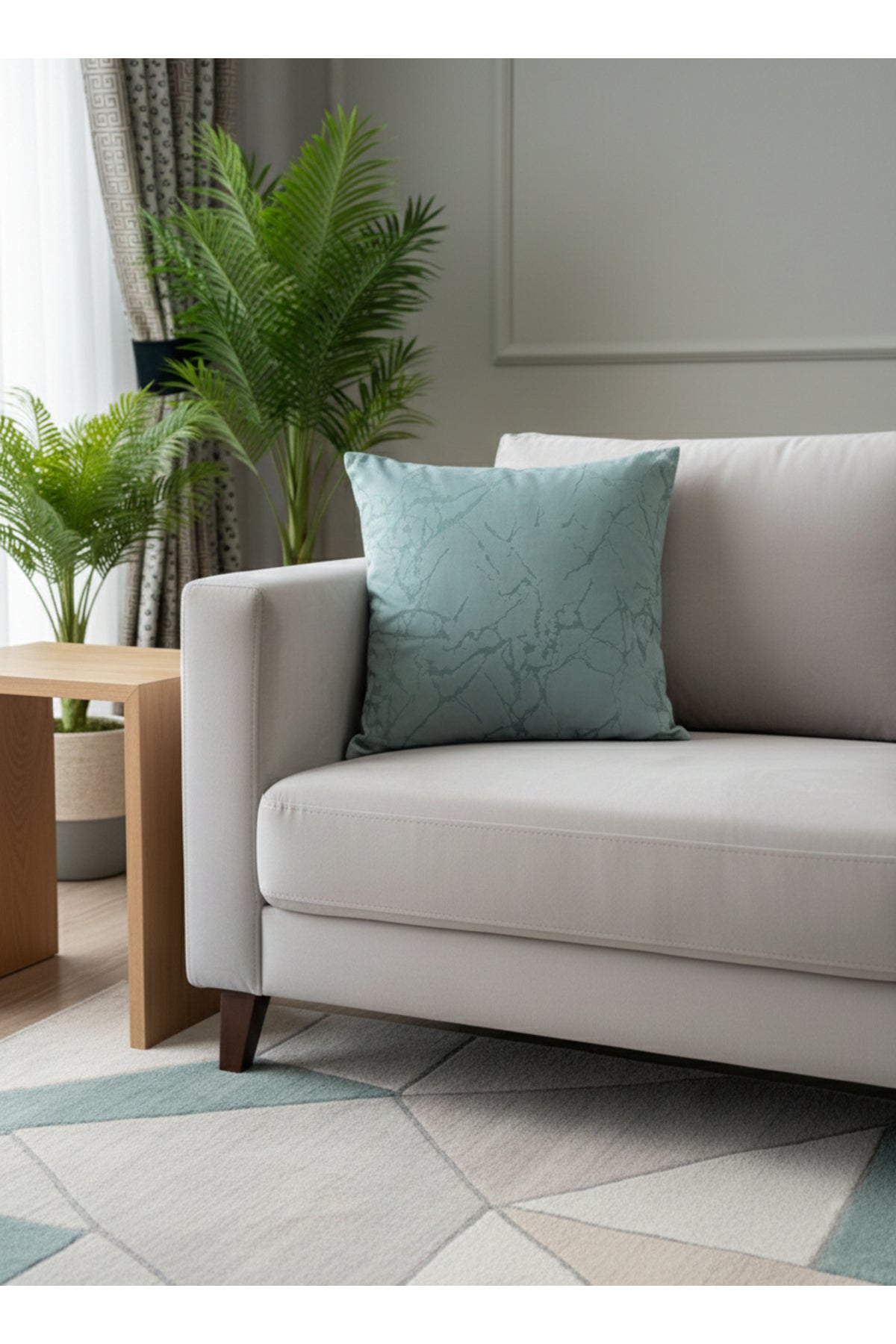 Set of 2 Velvet Throw Pillow Covers Ecru-Silver Foil (45X45)