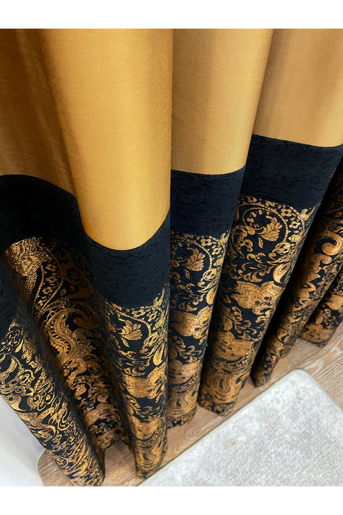 Gray Shawl Pattern 1/3 TIGHT PLEAT Jacquard Woven Blackout Curtain