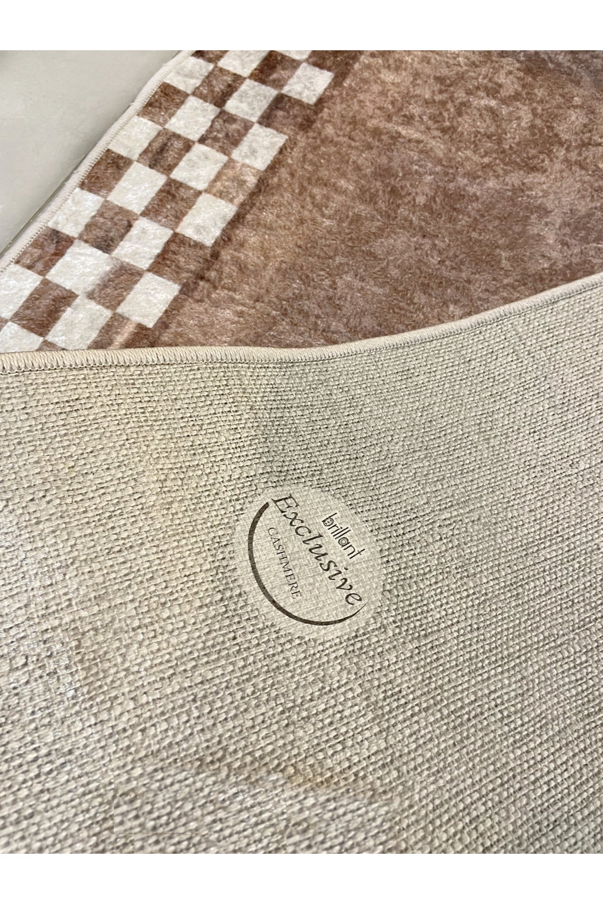 Checkered Non-Slip Base Washable Kitchen Runner Rug