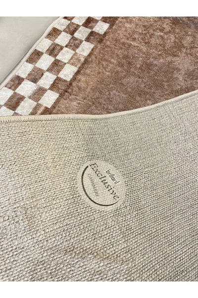 Checkered Non-Slip Base Washable Kitchen Runner Rug