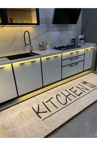 Latex Leather Base Fringed Kitchen Rug