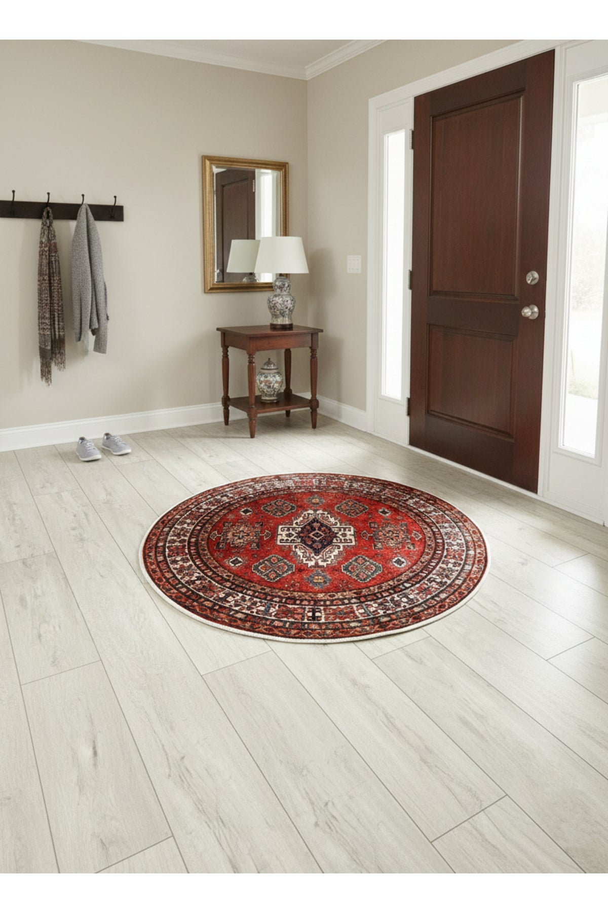 Kilim Motif Classic Non-Slip Base Round Rug