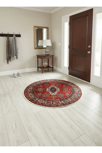 Kilim Motif Classic Non-Slip Base Round Rug