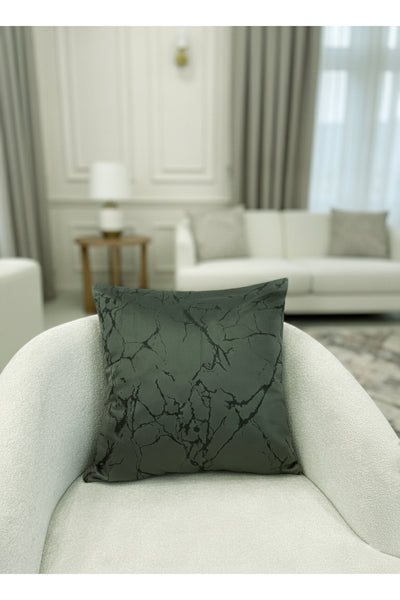 Set of 2 Velvet Throw Pillow Covers Ecru-Silver Foil (45X45)