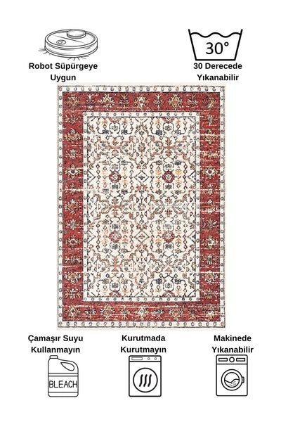 Kilim Motif FRINGED Classic Non-Slip Base Rug