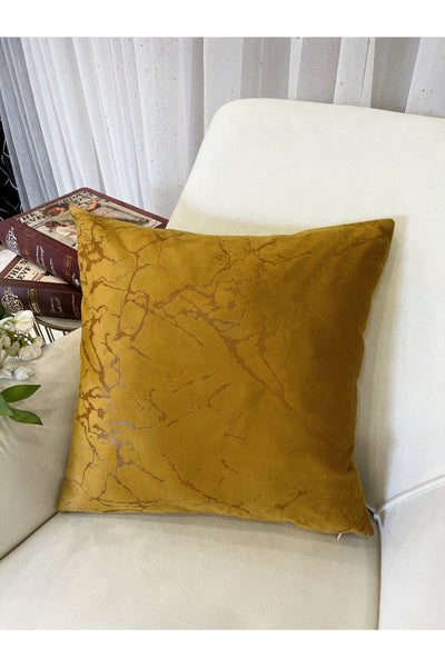 Set of 2 Velvet Throw Pillow Covers Ecru-Silver Foil (45X45)