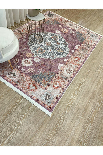 Vintage-Look Classic Salon Rug - Gray-Teal