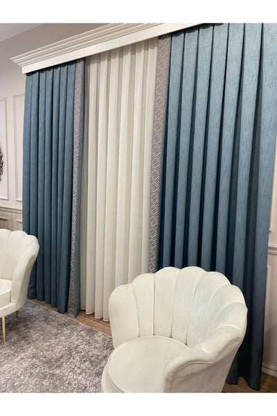 Jacquard 1/3 Dense Pleat Bordered Panel Print Blackout Curtain - Light Gray