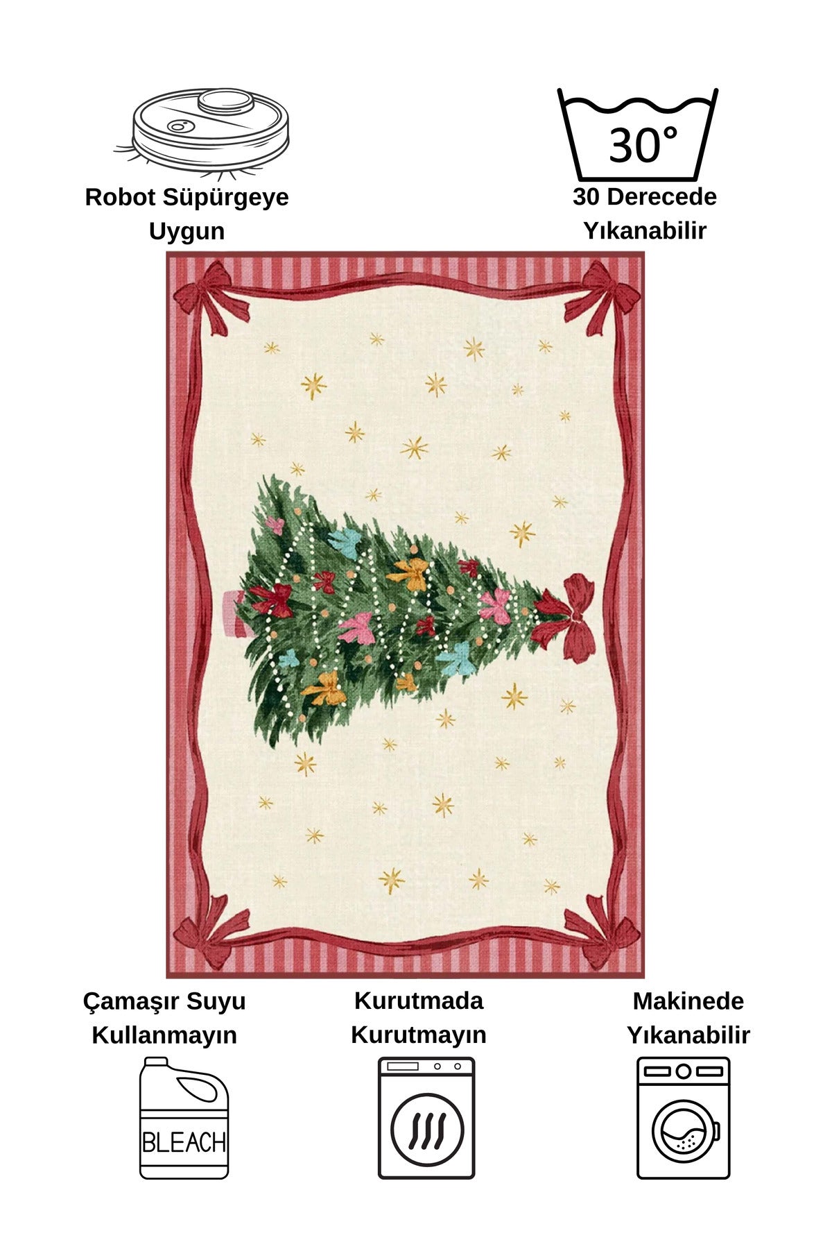 Christmas-Themed Doorstep Tree Skirt Mat Beige-Red (60x90)