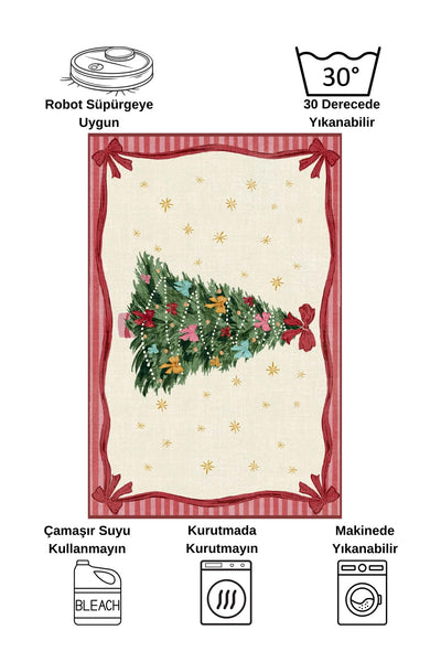 Christmas-Themed Doorstep Tree Skirt Mat Beige-Red (60x90)