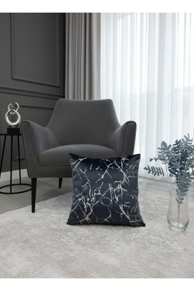 Set of 2 Velvet Throw Pillow Covers Ecru-Silver Foil (45X45)