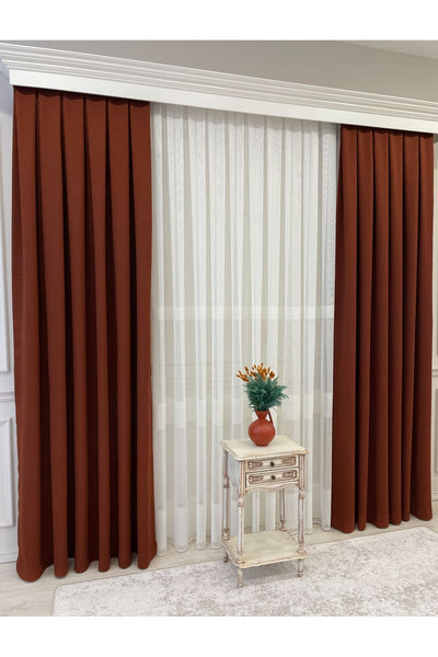 Stone Grey 1/3 Tight Pleat Linen-Look Blackout Curtain