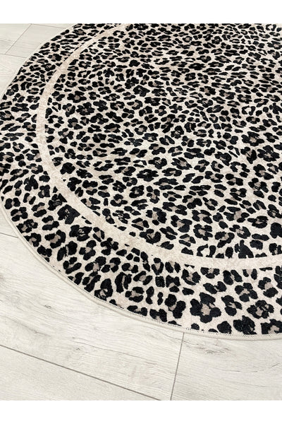 Leopard Pattern Oval Latex Leather Rug