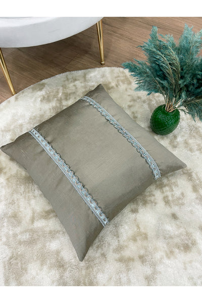 Imported Silk Cushion Pillow Cover with Cord (Oil Green)