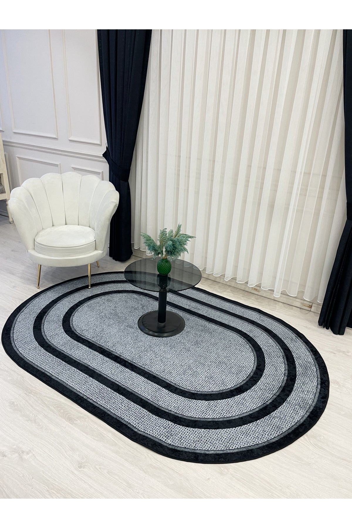 Jute Sisal Bordered Look Decorative Rug - Brown - Black