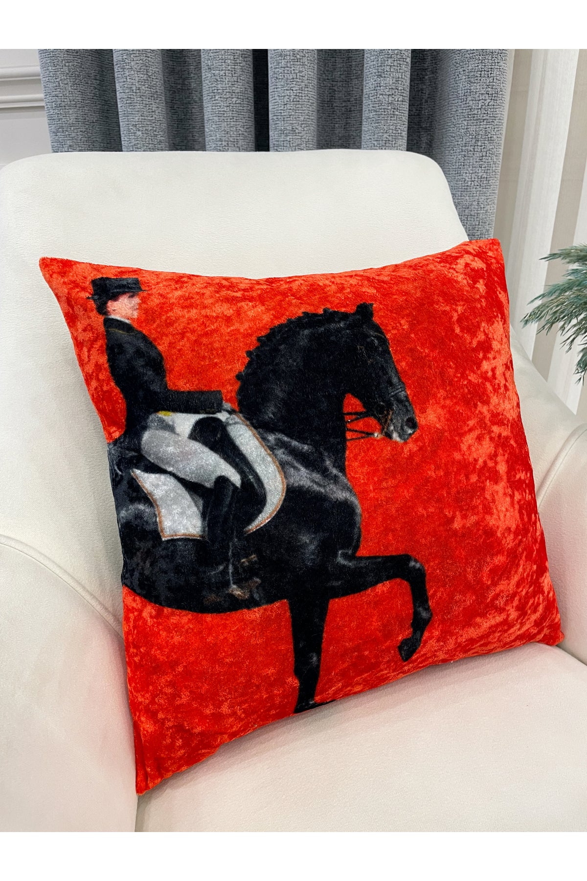 Orange Horse Pattern Throw Pillow Cover 45x45