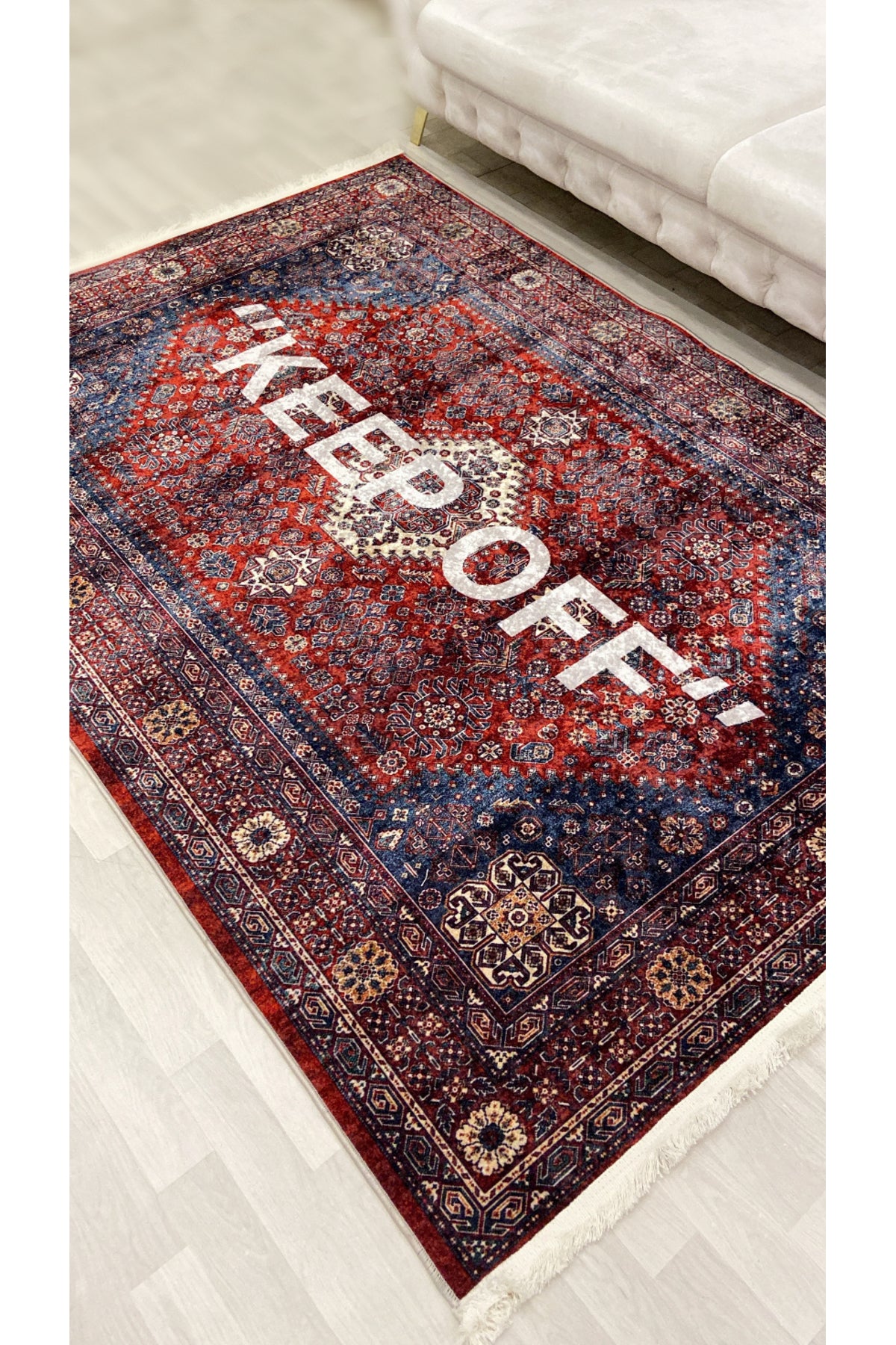 Pink Keep Off Fringed Latex Base Rug