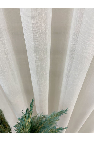 Ecru Linen-Look 1/3 Dense Pleated Sheer Curtain