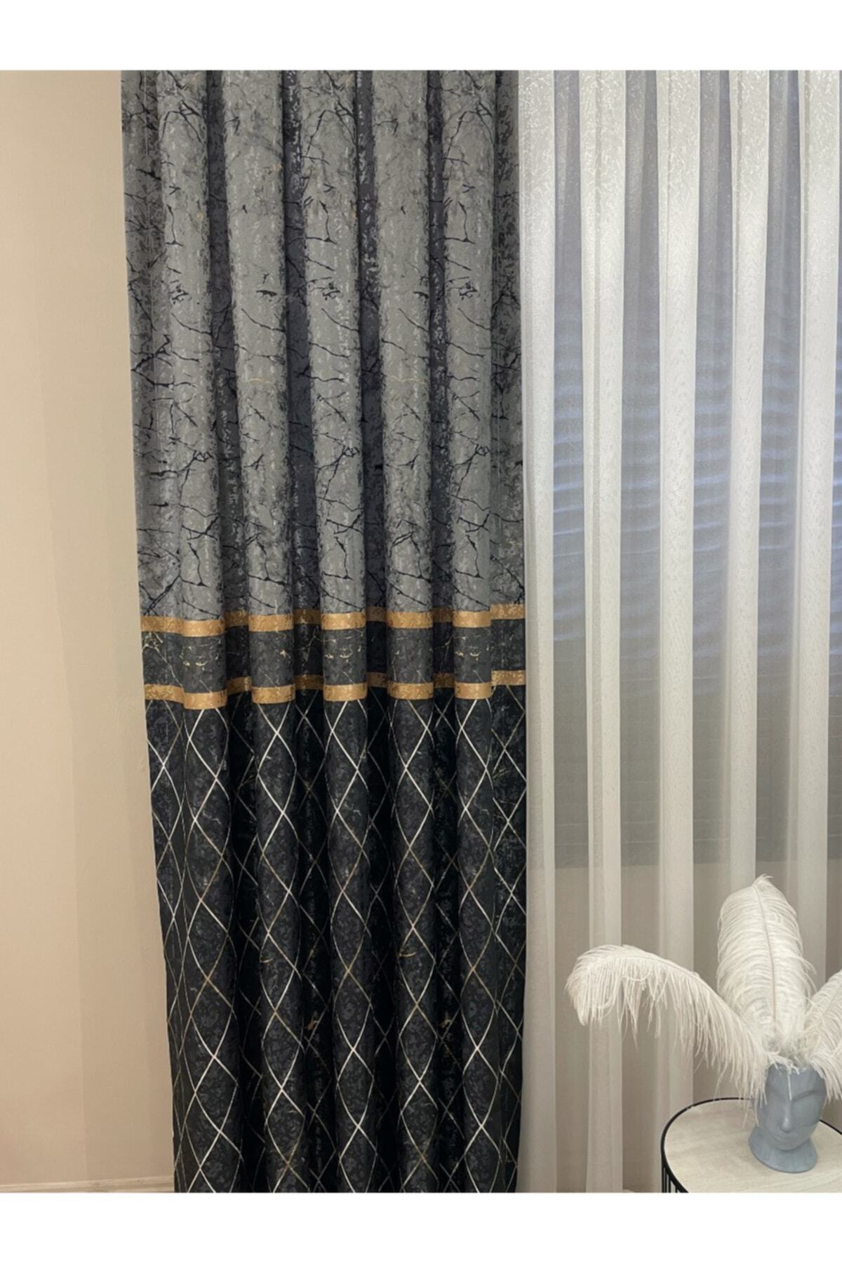 Liva Alita Model 1/2.50 Pleated Blackout Curtain Navy-Gray