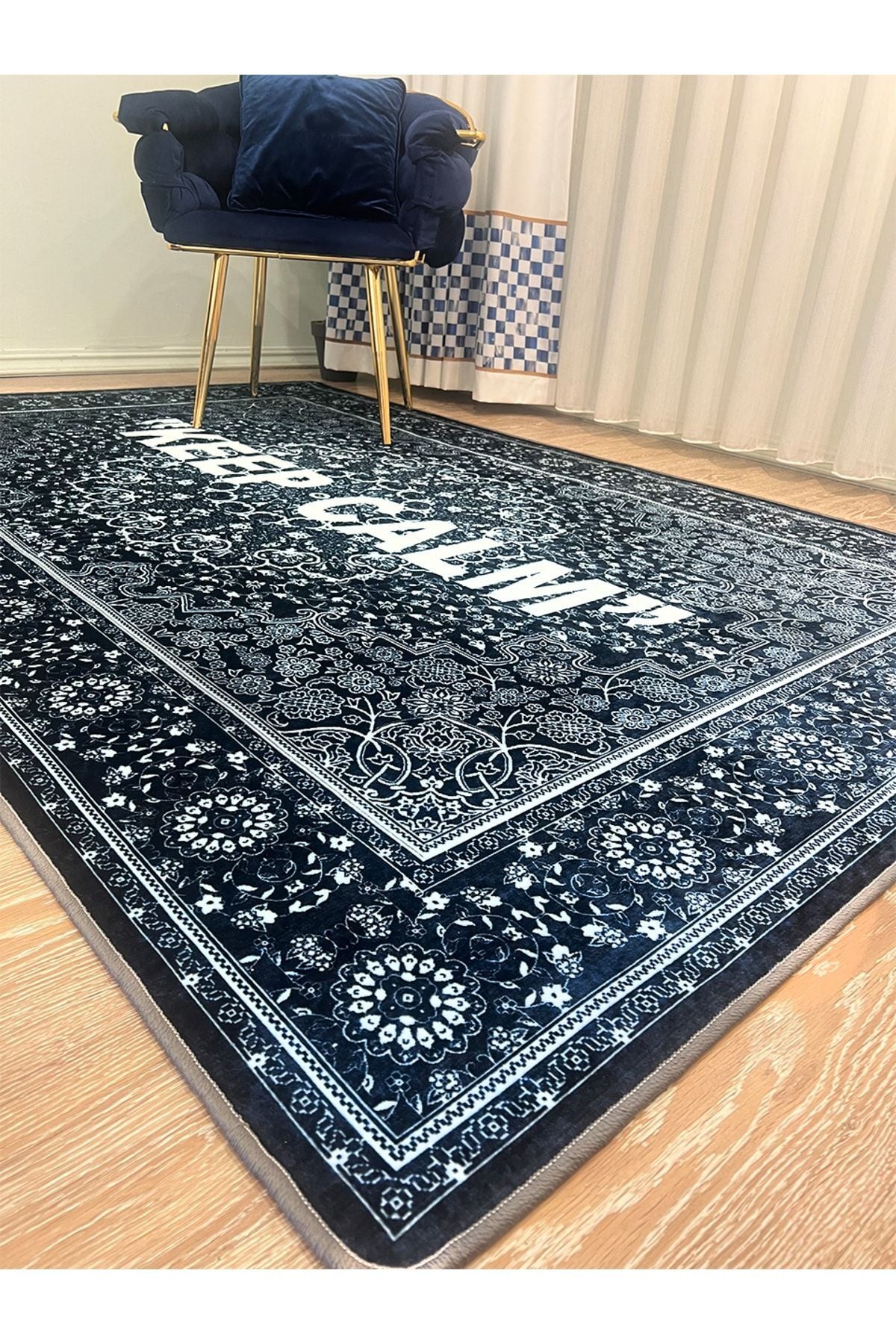 New Collection Özel Kalın Kaymaz Tabanlı Salon Halısı Keep Calm
