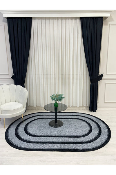 Jute Sisal Bordered Look Decorative Rug - Brown - Black