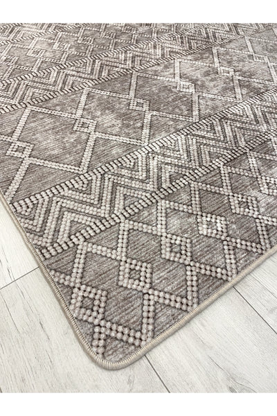 Gray Black Scandinavian Style Kilim Pattern Runner Latex Rug