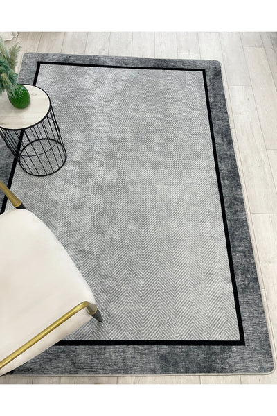 GRAY Jute Sisal-Look Bordered Non-Slip Base Runner Kitchen Rug