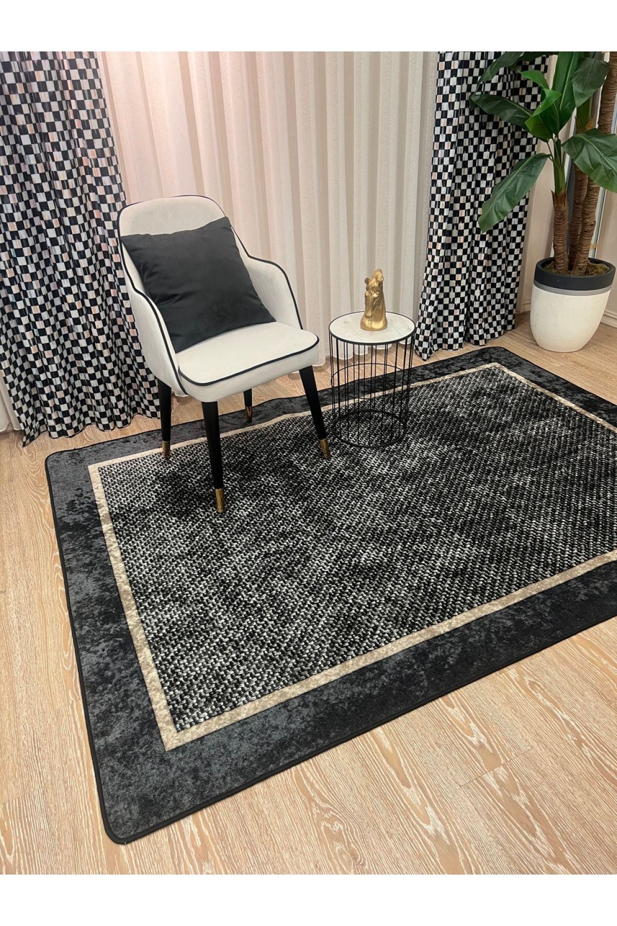 Jute Sisal Bordered Look Decorative Rug - Brown