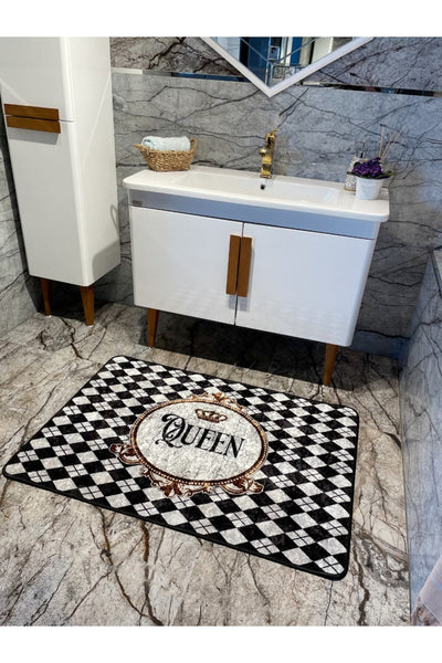 Queen Slogan Single Bathroom Mat Gray (size 80x120)