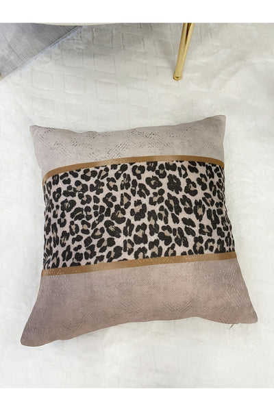 Leopard Pattern Linen-Look Cushion Cover - 45x45