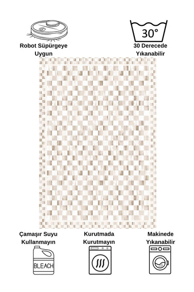 Gray Mackenzie-Style Plaid Latex Base Runner Rug